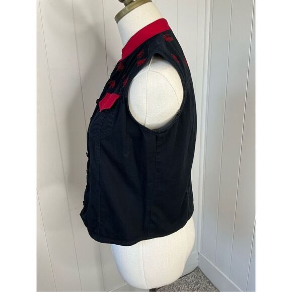 Vtg Ozark Mountain Jean Company Womens Medium Embroidered Vest Denim Blue Button - Picture 7 of 10